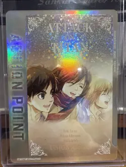 Attack On Titan Holo Action Point Eren Mikasa Armin Anime Art Card Union Arena - Image 1