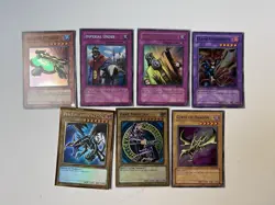 Vintage Yugioh Card Lot of 7 (Dark Magician, Solemn Judgment & More) - Image 1
