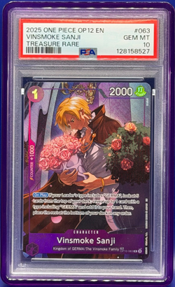 2024 One Piece OP12 EN #063 VINSMOKE SANJI Treasure Rare TR PSA 10 GEM MINT - Image 1
