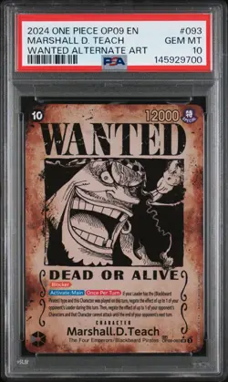 2024 One Piece OP09 EN Marshall D Teach Wanted Alternate Art #093 PSA 10 GEM MT - Image 1