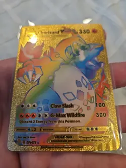 Charizard Vmax Rainbow Gold Foil Fan Art Vinyl Textured Collector Pokemon Card - Image 4