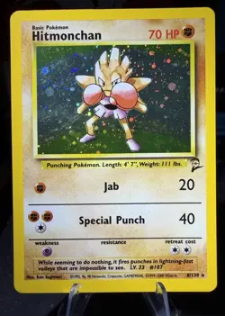 Pokemon Trading Card Game TCG Hitmonchan 8/130 Base Set 2 Holo Rare Fighting - Image 1