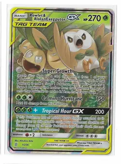 Rowlet & Alolan Exeggutor GX 1/236 Unified Minds Sun & Moon Pokemon TCG Card NM - Image 1