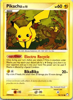 Pikachu 94/123 Common Mysterious Treasures Pokemon LP - Image 1