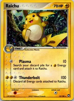 Raichu 12/108 Holo Rare Power Keepers Pokemon Holo LP - Image 1