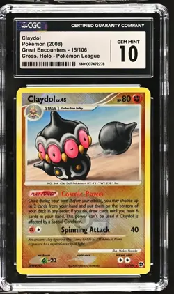 Claydol Pokemon (2008) Great Encounters - 15/106 Holo Pokemon League CGC 10 - Image 1