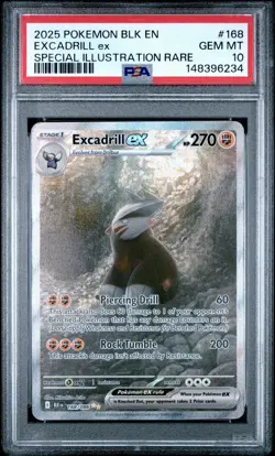 2025 POKEMON BLK BLACK BOLT #168 EXCADRILL ex SPECIAL ILLUSTRATION RARE PSA 10 - Image 1