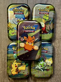 Pokemon 151 Mini Tin Set Of 5 EMPTY With Card And Sticker | Paldea Friends - Image 1