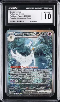 2024 POKEMON ENGLISH PALDEAN FATES SIR #233 GARDEVOIR EX CGC 10 GEM MINT - Image 1