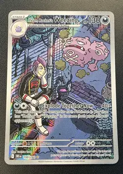 Team Rocket's Weezing 199/182 Illustration Rare Pokemon TCG Destined Rivals NM - Image 1