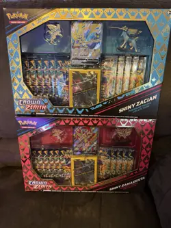 Pokemon TCG Crown Zenith Shiny Zacian & Zamazenta Premium Figure Boxes (2) - Image 1