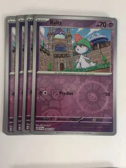 Pokemon TCG Scarlet & Violet 4x Playset Reverse Holographic Ralts 084/198 NM - Image 1