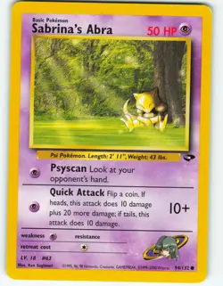 Sabrina's Abra - 94/132 Gym Challenge - Pokemon TCG - 2000 - Image 1