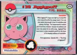 Jigglypuff Topps Chrome Pokemon TV Animation Edition #39 2000 NM - Image 2