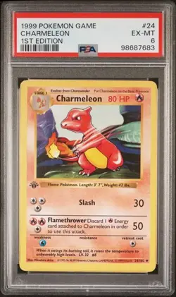 1999 POKEMON SHADOWLESS BASE SET 1ST EDITION #24 CHARMELEON PSA 6 - Image 1