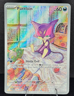 Pokemon TCG Purrloin Holo Illustration Rare SV: White Flare 136/086 NM - Image 1