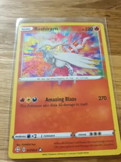 POKEMON TCG - RESHIRAM AMAZING RARE HOLO CARD - SHINING FATES 017/072 PACK FRESH - Image 1