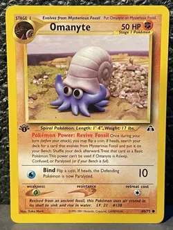 Pokemon Kabuto 56/75, Omanyte 60/75 1st Edition 2001 Yuka Morii 2 Card Lot NM - Image 2