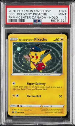 2020 POKEMON SWSH BLACK STAR PROMO #074 SPECIAL DELIVERY PIKACHU-HOLO PSA 9 - Image 1