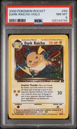 2000 POKEMON ROCKET #83 DARK RAICHU-HOLO PSA 8 - Image 1