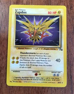 Pokemon TCG Zapdos Fossil 30/62 rare unlimited 1999 WOTC NM - Image 1