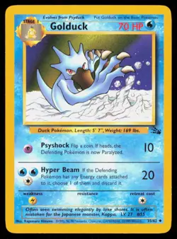 GOLDUCK 35/62 VINTAGE UNCOMMON FOSSIL POKEMON NM - Image 1