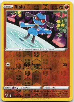 RIOLU 090/185 COMMON VIVID VOLTAGE POKEMON REVERSE HOLO MP - Image 1