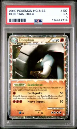 2010 POKEMON HEARTGOLD DONPHAN PRIME #107 ULTRA RARE PSA 5 EX #114447714 - Image 1