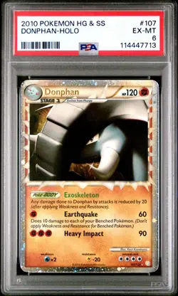 2010 POKEMON HEARTGOLD DONPHAN PRIME #107 ULTRA RARE PSA 6 EX #114447713 - Image 1
