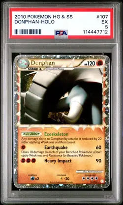2010 POKEMON HEARTGOLD DONPHAN PRIME #107 ULTRA RARE PSA 5 EX #114447712 - Image 1