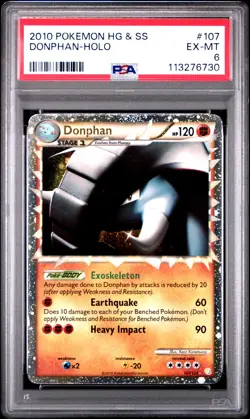 2010 POKEMON HEARTGOLD DONPHAN PRIME #107 ULTRA RARE PSA 6 EX #113276730 - Image 1