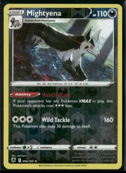 Pokemon SWSH10: Astral Radiance #096/189 Mightyena Reverse Holo Rare, NM - Image 1