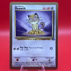 Meowth 56/64 Jungle Set Gold Border Pokemon Rolls Promo vintage WOTC - Image 1