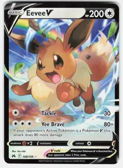 Eevee V 108/159 Holo V Rare Crown Zenith Pokemon Holo Near Mint - Image 2