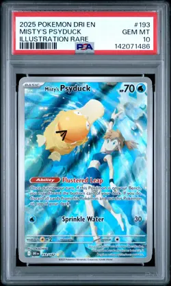 2025 POKEMON DRI EN-DESTINED RIVALS ILLUSTRATION RARE MISTY'S PSYDUCK PSA 10 - Image 1