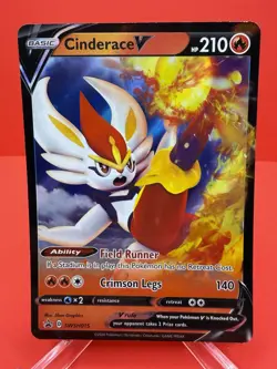 2020 Pokemon Cinderace V Sword & Shield : SWSH015 Black Star HOLO Promo - NM - Image 1