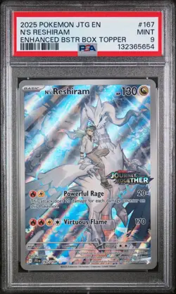 2025 POKEMON JTG EN-JOURNEY TOGETHER #167 N'S RESHIRAM PSA 9 - Image 1