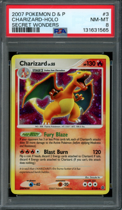 2007 Pokemon Diamond & Pearl Secret Wonders #3 Charizard Holo PSA 8 - Image 1