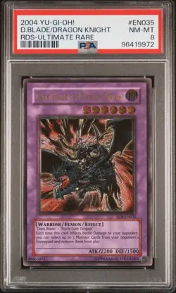 YU-GI-OH! 2004 Dark Blade Dragon Knight Ultimate Rare PSA 8 - Image 1
