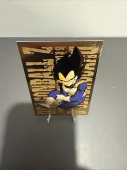 1999 Dragon Ball Z brooding Vegeta Gold Foil Card / G-8 rare original - Image 3