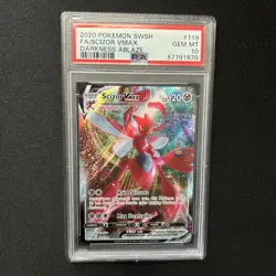 Pokemon PSA 10 GEM MINT - Scizor VMAX 119/189 SWSH Darkness Ablaze FULL ART HOLO - Image 1