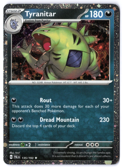 Pokemon TCG Tyranitar 135/193 Cosmo Holo Paldea Evolved Playset NM - Image 1