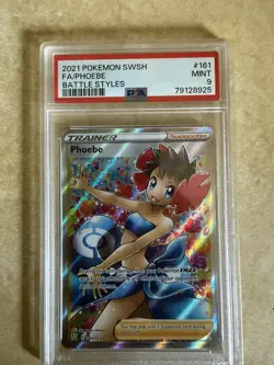 PSA 9 MINT FA Phoebe 161/163 - 2021 Pokemon SWSH Battle Styles - Image 1