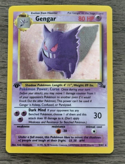 👾1999 Pokemon Fossil Gengar 1st Edition Holo - Excellent Condition Raw - Image 1