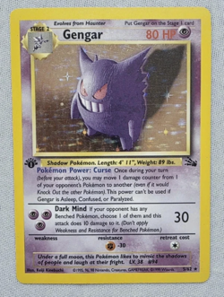 👾1999 Pokemon Fossil Gengar 1st Edition Holo - Excellent Condition Raw - Image 3