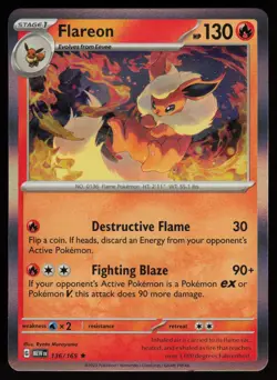 FLAREON 136/165 RARE 151 POKEMON HOLO NM/M - Image 1