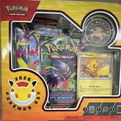 Pokemon Phantasmal Flames 2026 Pokemon Day Box Promo Coin Booster Packs Pikachu - Image 1