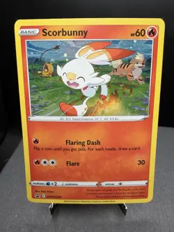 Pokemon TCG Sword & Shield Scorbunny SWSH244 Black Star Promo Cosmos Holo NM! - Image 1