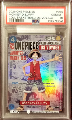 2026 One Piece EN College Basketball US Voyage #055 Monkey D Luffy PSA 10 - Image 2