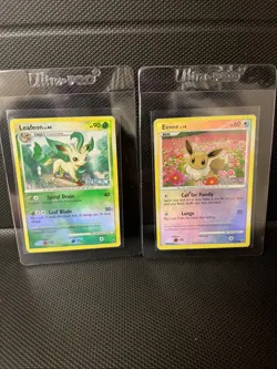 Pokemon Eevee and Leafeon Platinum Reverse Holo 24/100 62/100 - Image 1
